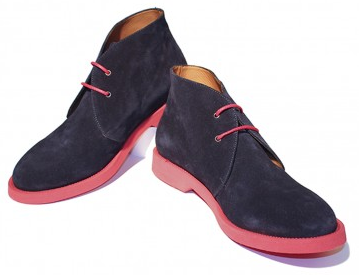 Thomas Dean Navy Suede Chukkas With Contrasting Soles