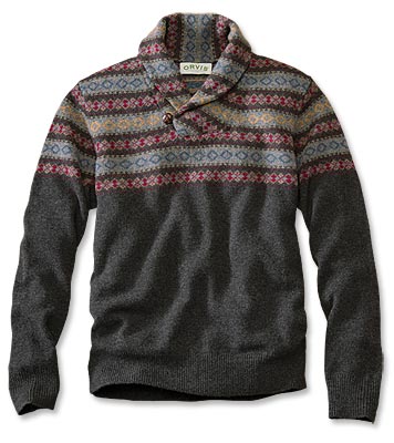 orvis fair isle shawl collar sweater
